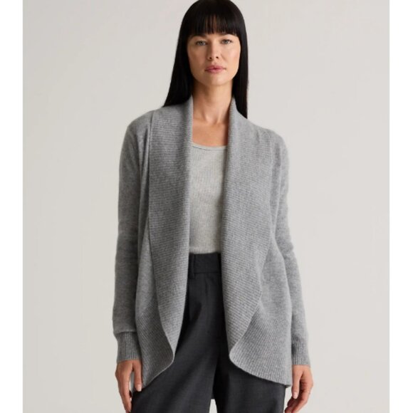 New! Quince Cashmere Open Cardigan Sweater - Heather Grey - Picture 2 of 9